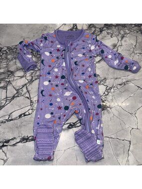 Clover Kids 0-3 Months Luna Lavender Footed Pajamas Soft Stretchy